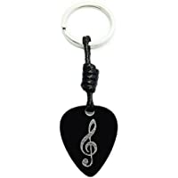 Llavero Púa Guitarra Aluminio Anodizado Negro con Clave Sol (Grabado texto Gratis por su reverso) (Llavero Púa)